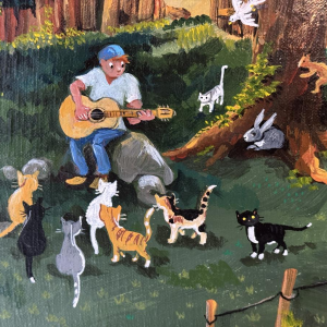 Marie-Louise BATARDY «La vie reprend» tableau Naïf, huile sur toile