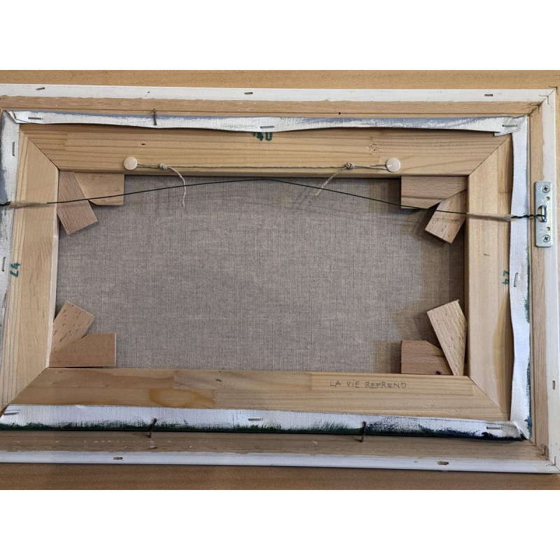 Marie-Louise BATARDY «La vie reprend» tableau Naïf, huile sur toile