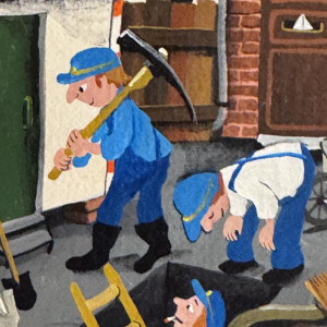 Marie-Louise BATARDY “Rue du boulot” Naïve painting, oil on canvas