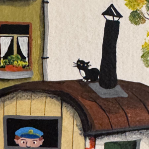 Marie-Louise BATARDY “Rue du boulot” Naïve painting, oil on canvas