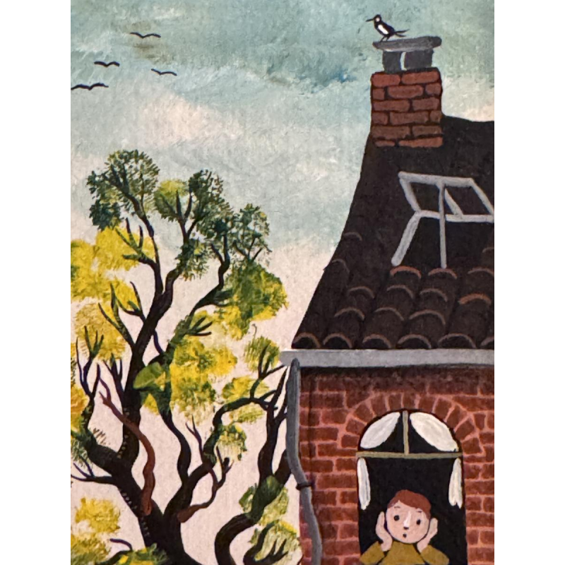 Marie-Louise BATARDY “Rue du boulot” Naïve painting, oil on canvas