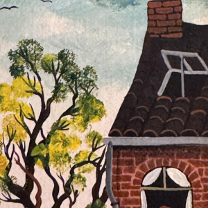 Marie-Louise BATARDY “Rue du boulot” Naïve painting, oil on canvas