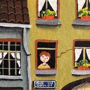 Marie-Louise BATARDY “Rue du boulot” Naïve painting, oil on canvas