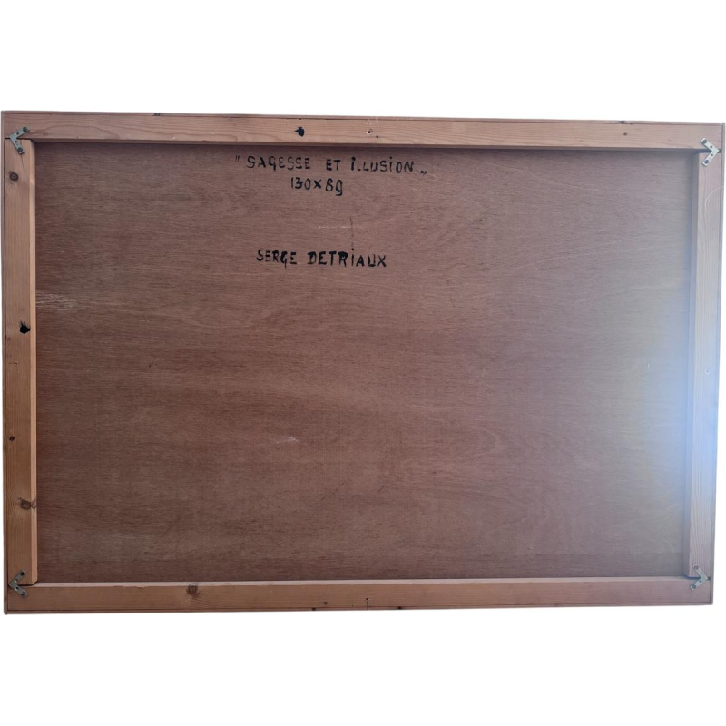 Serge DETRIAUX “Wisdom and Illusion” abstract painting, oil on panel, 20th century