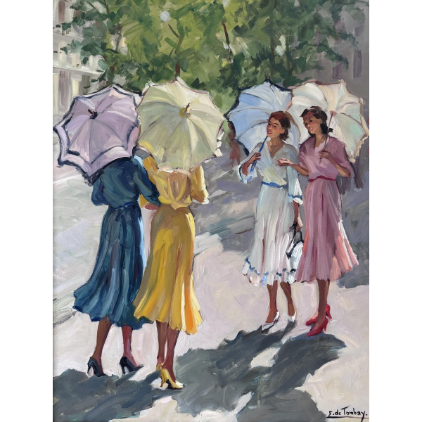 Ellen de Tombay, "The Four Friends," oil painting on canvas, 20th century