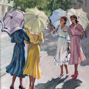 Ellen de Tombay, "The Four Friends," oil painting on canvas, 20th century