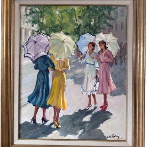 Ellen de TOMBAY «Les 4 amies» tableau huile sur toile, XXe siècle