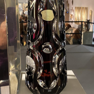 Val Saint Lambert, plum lined Art Deco crystal vase, numbered and signed, 1925