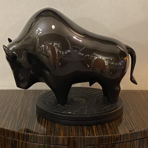 Laszlo Tibay ‘Bizon’ lacquered bronze sculpture