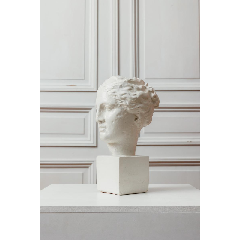 Buste féminin reproduction de la tête d’Hygie en plâtre