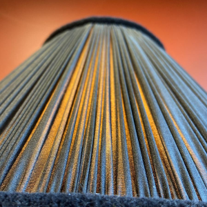 Classic brass lamp base, pleated lampshade in China HABOTAI silk, Ile de France trimmings