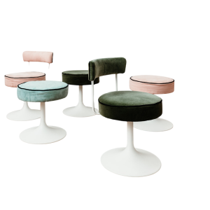 Lot de tabourets et chaises à pied tulipe, ca 1960