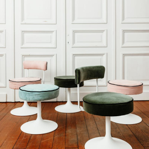 Set of stools and chairs with tulip legs, circa 1960