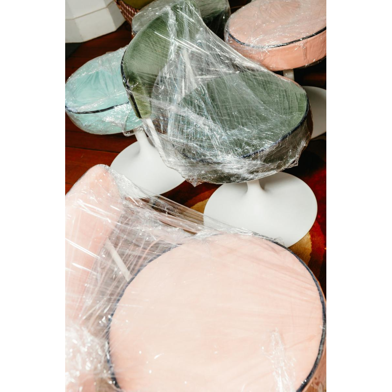 Set of stools and chairs with tulip legs, circa 1960