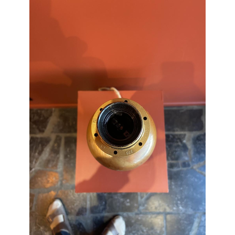 Lampe "Bouteille en grès" abat-jour bleu multicolore en tissé à la main d'Inde