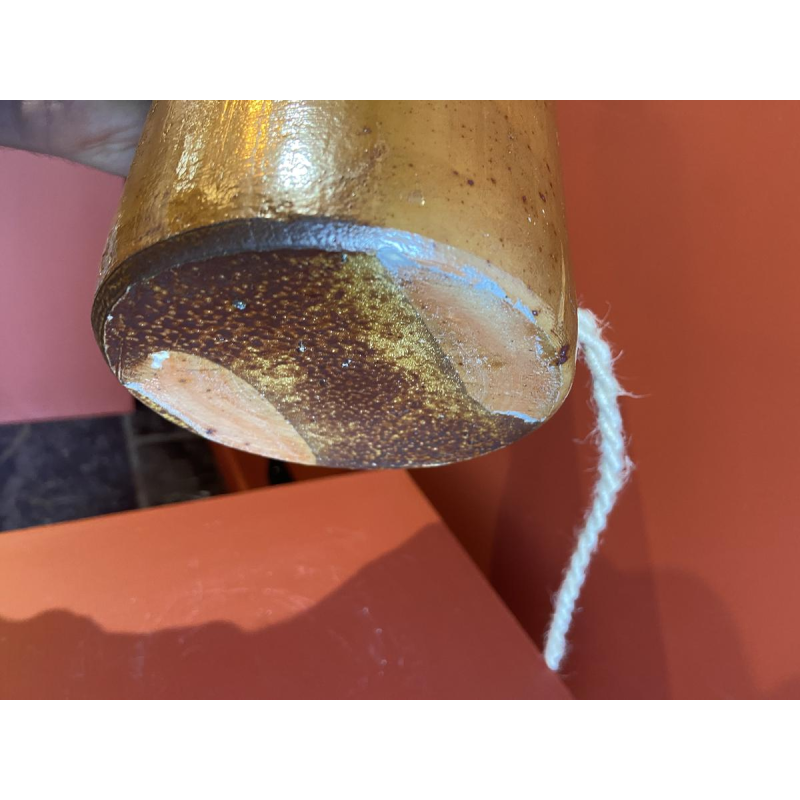 Lampe "Bouteille en grès" abat-jour bleu multicolore en tissé à la main d'Inde