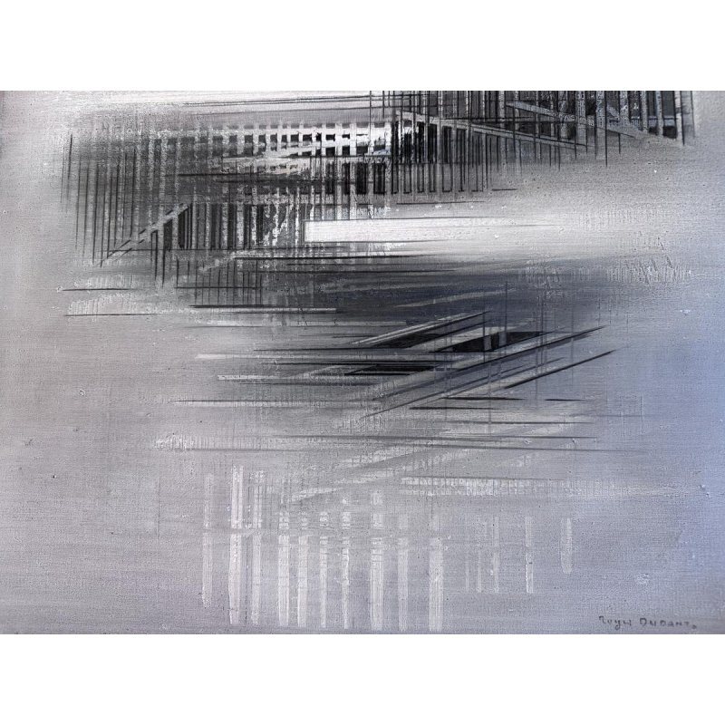 Roger DUDANT “Abstraction” oil painting on canvas, 1978