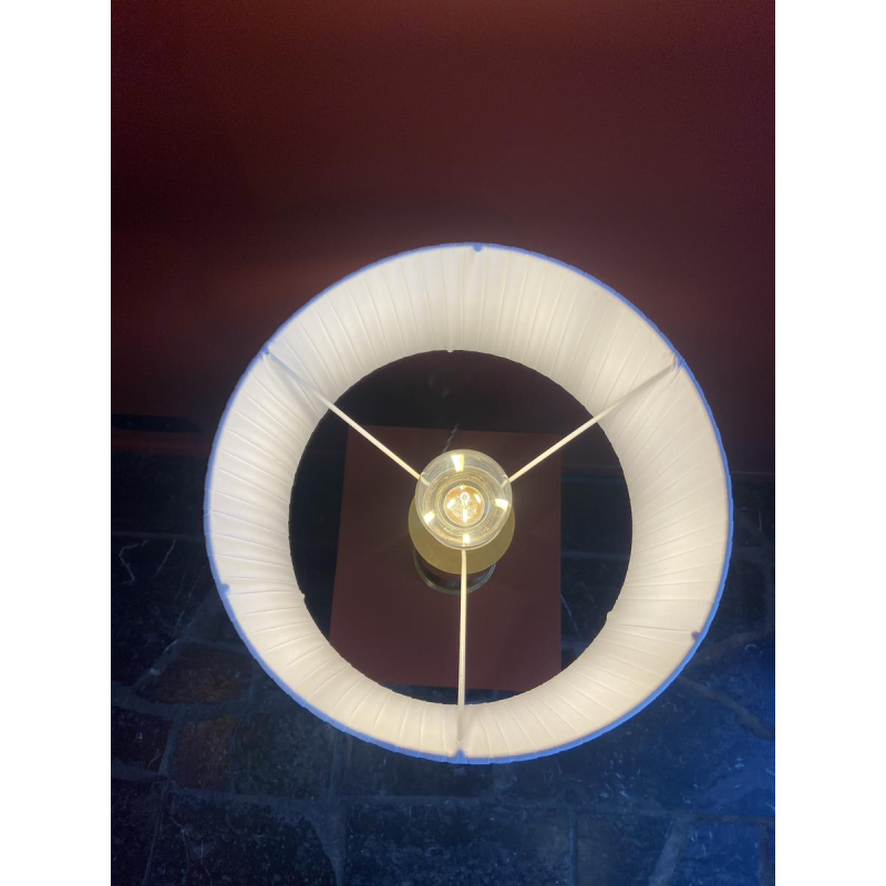 Handcrafted lamp with pleated, wavy cylindrical shade and brass shell socket