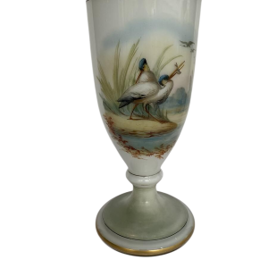 Val-St-Lambert, opaline vase decorated with wading birds, 19th century