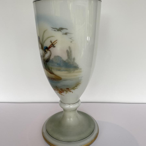 Val-St-Lambert, opaline vase decorated with wading birds, 19th century