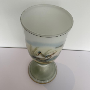 Val-St-Lambert, opaline vase decorated with wading birds, 19th century