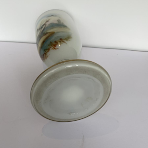 Val-St-Lambert, opaline vase decorated with wading birds, 19th century