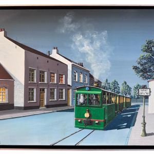 Henri DETHIER “The Tram Stop” oil painting on canvas