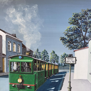 Henri DETHIER “The Tram Stop” oil painting on canvas