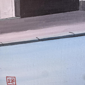 Henri DETHIER “The Tram Stop” oil painting on canvas