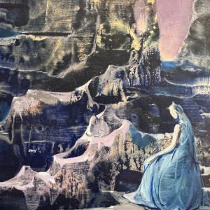 Marcel DELMOTTE «Paysage fantastique» huile sur panneau, tableau surréaliste