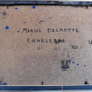 Marcel DELMOTTE «Paysage fantastique» huile sur panneau, tableau surréaliste