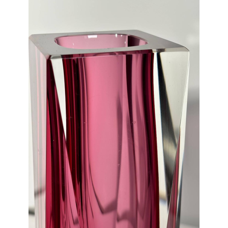 Vase facetté en verre de Murano - Technique Sommerso - circa 1960