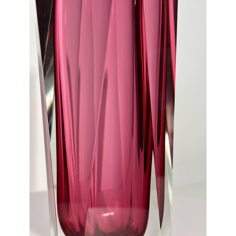 Vase facetté en verre de Murano - Technique Sommerso - circa 1960