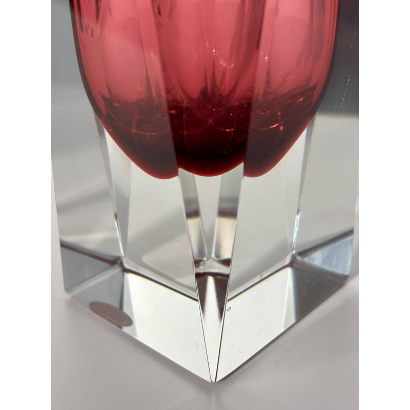 Vase facetté en verre de Murano - Technique Sommerso - circa 1960