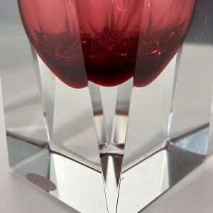 Vase facetté en verre de Murano - Technique Sommerso - circa 1960