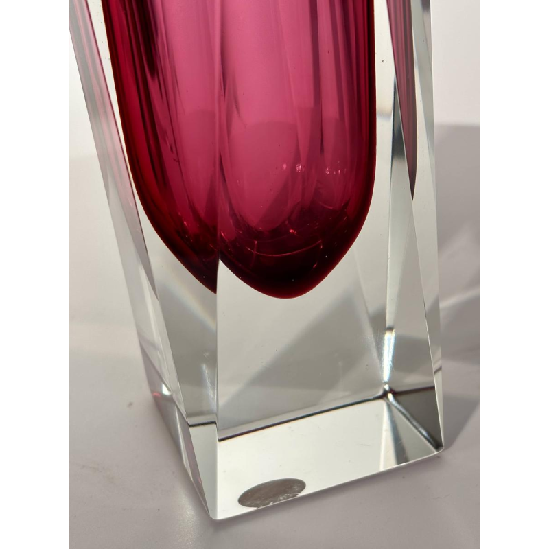 Faceted Murano glass vase - Sommerso technique - circa 1960