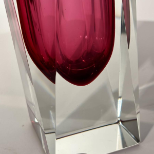 Vase facetté en verre de Murano - Technique Sommerso - circa 1960