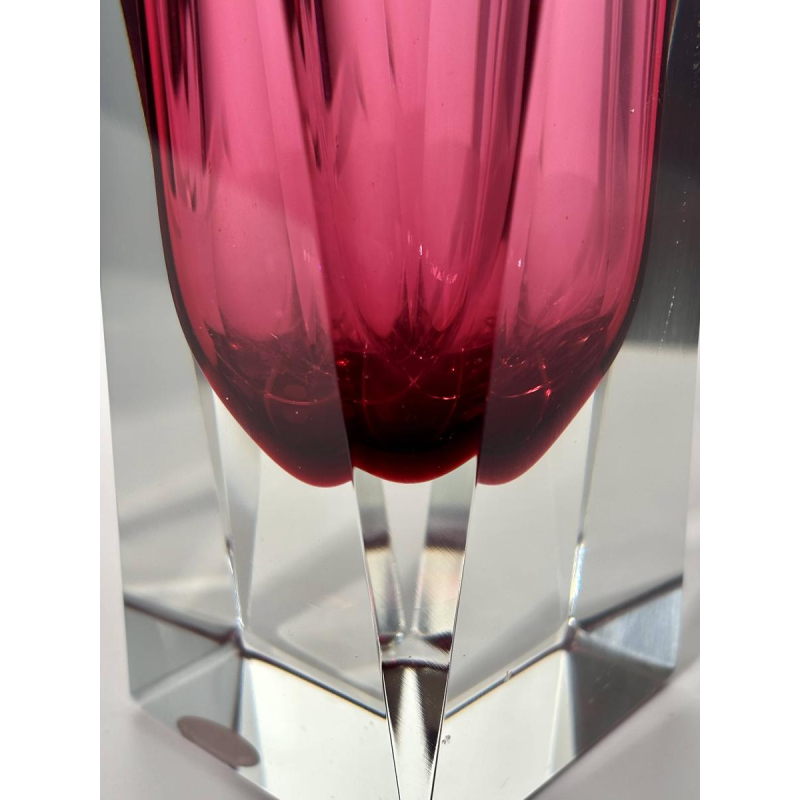 Vase facetté en verre de Murano - Technique Sommerso - circa 1960