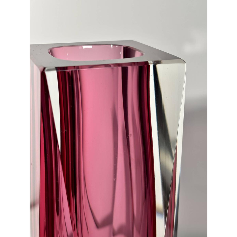 Vase facetté en verre de Murano - Technique Sommerso - circa 1960