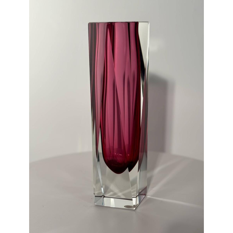 Faceted Murano glass vase - Sommerso technique - circa 1960