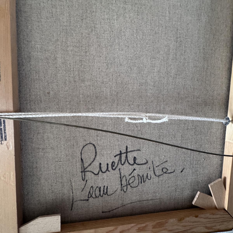 Gérard GRIBAUMONT «Enfants jouant dans la rue à RUETTE (Gaume)» huile sur toile