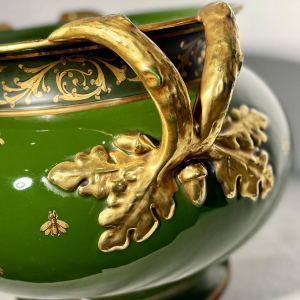 Jaget and Pinon Tours, Empire planter, large green imperial earthenware