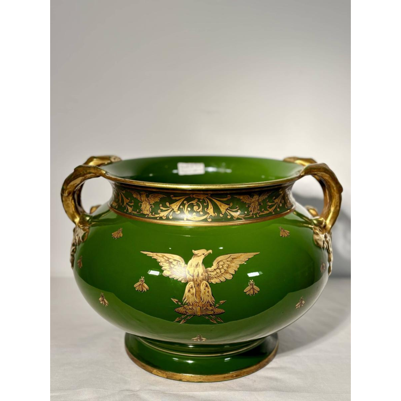 Jaget and Pinon Tours, Empire planter, large green imperial earthenware