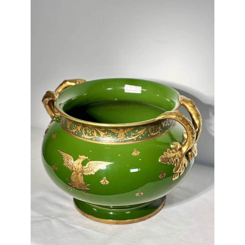 Jaget and Pinon Tours, Empire planter, large green imperial earthenware