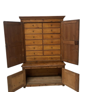 Two-part administrative filing cabinet, solid fir wood, 20th century