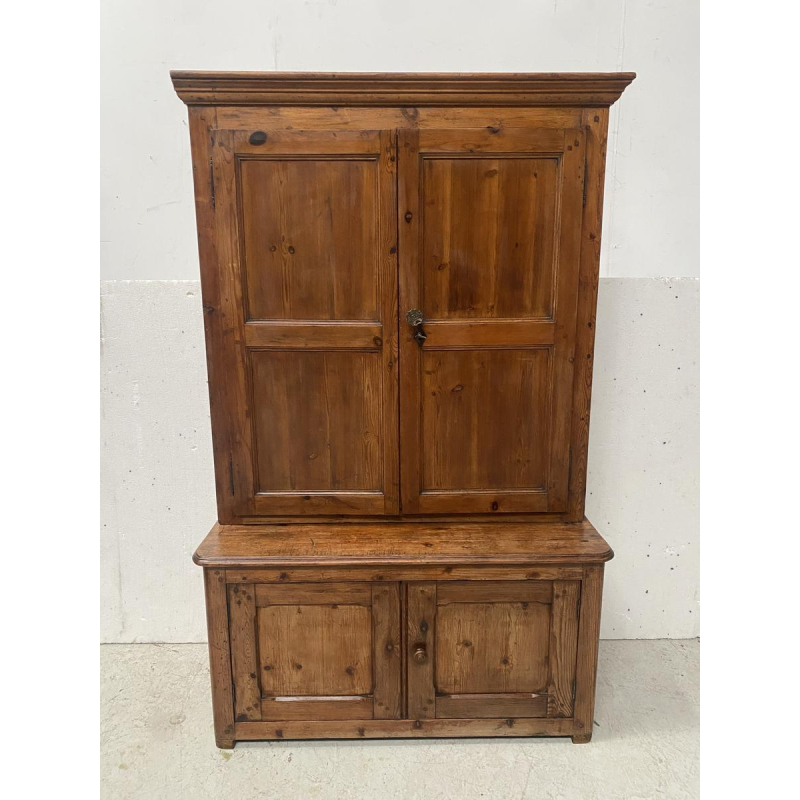 Two-part administrative filing cabinet, solid fir wood, 20th century