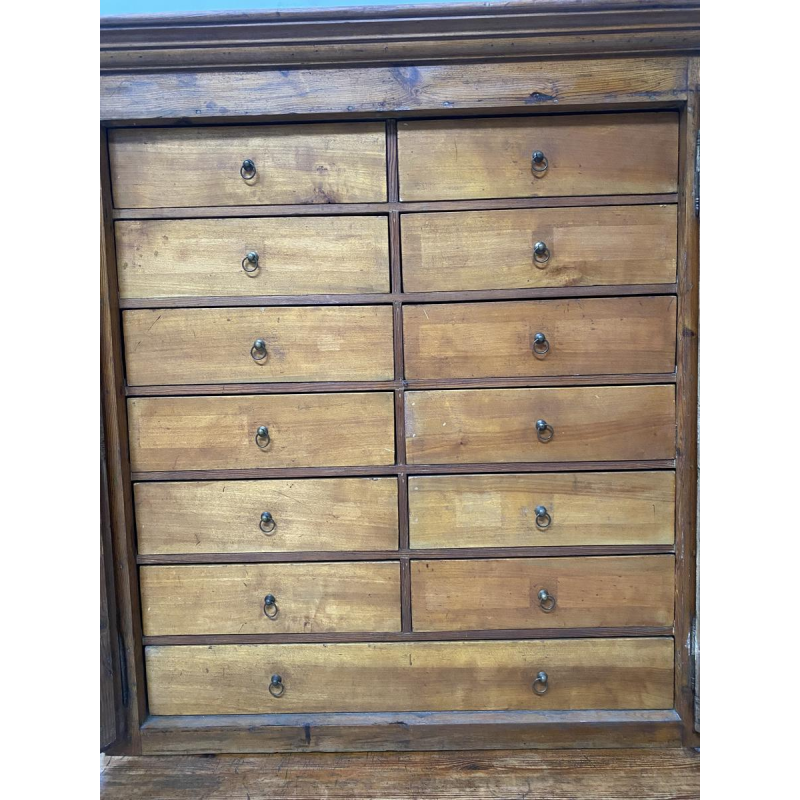 Two-part administrative filing cabinet, solid fir wood, 20th century