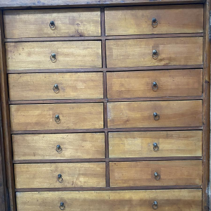 Two-part administrative filing cabinet, solid fir wood, 20th century