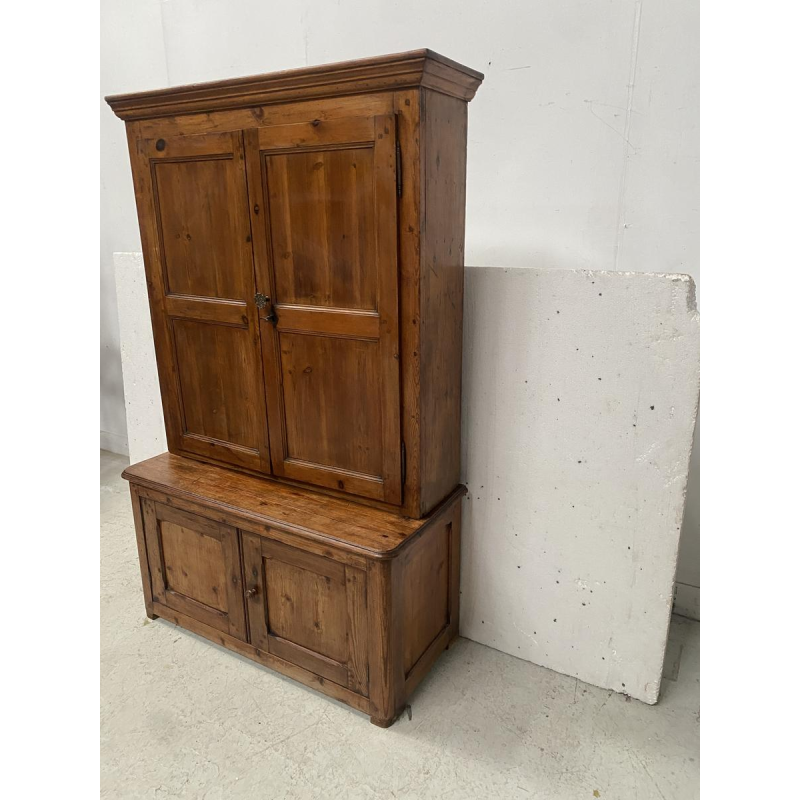 Two-part administrative filing cabinet, solid fir wood, 20th century