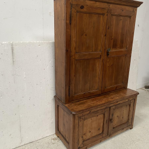 Two-part administrative filing cabinet, solid fir wood, 20th century